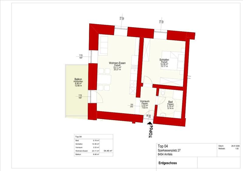 2-Zimmer-Wohnung mit großem Balkon, Hauptplatz 27 Top 4 – Bild 6