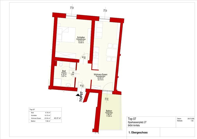 2-Zimmer-Wohnung mit großem Balkon, Hauptplatz 27 Top 7 – Bild 7