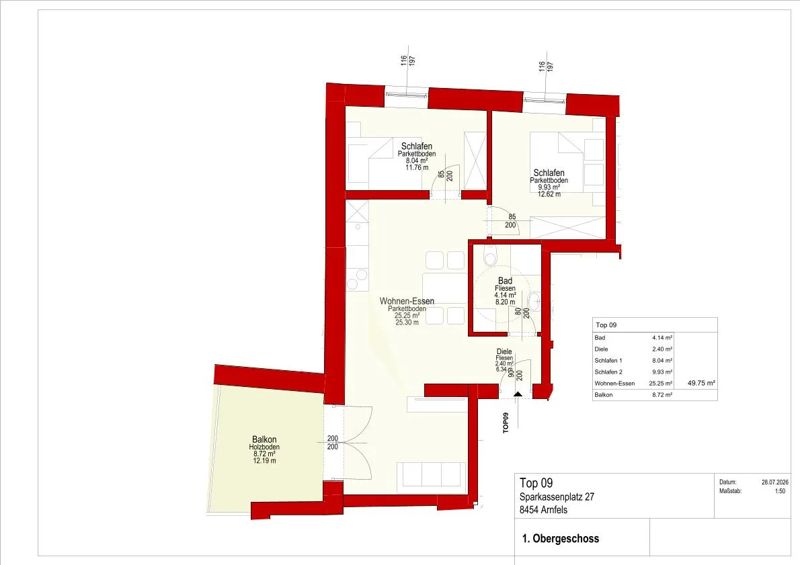 3-Zimmer-Wohnung mit großem Balkon, Hauptplatz 27 Top 9 – Bild 9